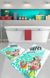 Mijölnir Juego de alfombras de baño Happy Flamingo Multicolor